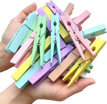 Colored Clothespins, 24 Pack, 3.55 Inch, Natural Birchwood Colorful Clothespins for Laundry, Snack Bags, Photos, Crafts & Home Decor