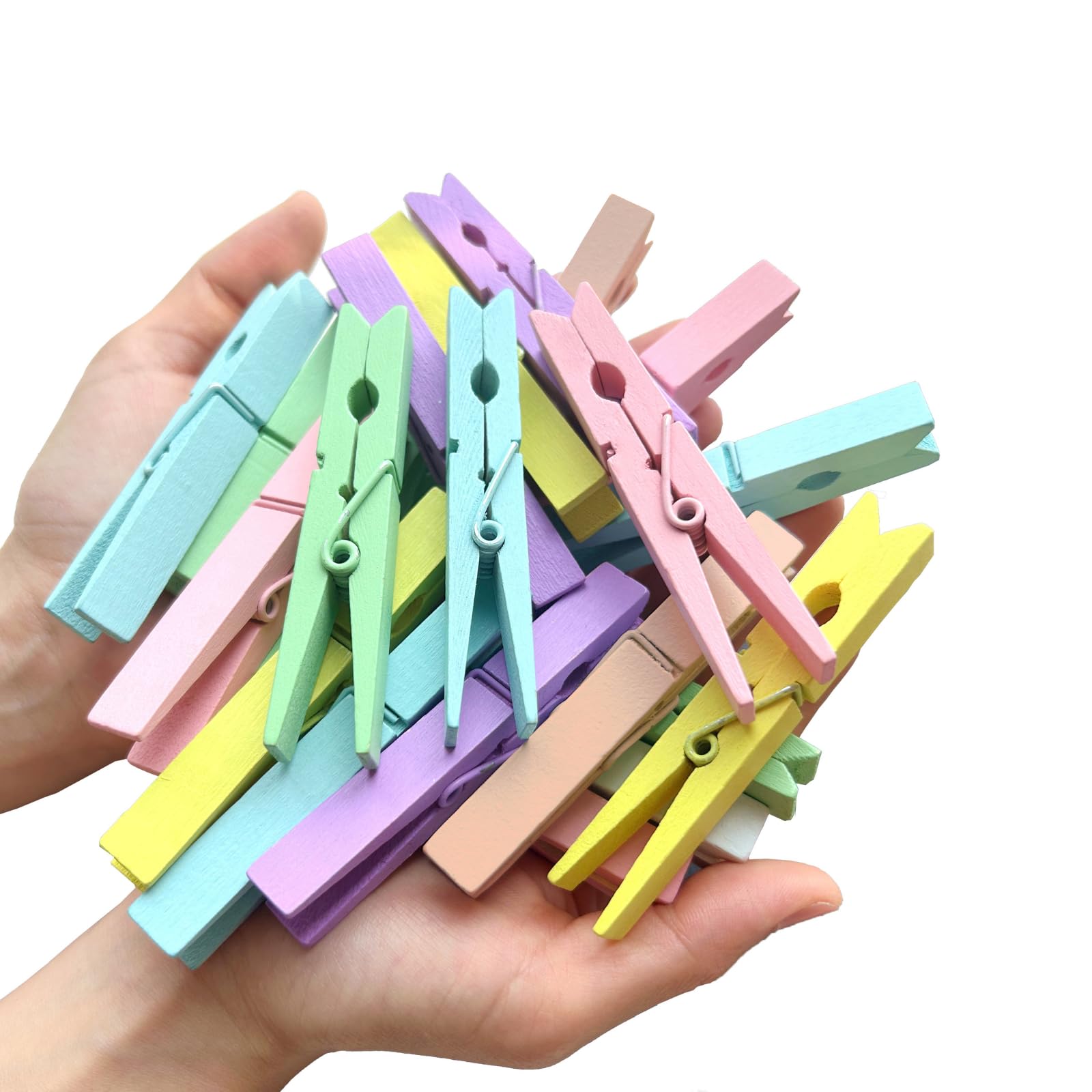 Colored Clothespins, 24 Pack, 3.55 Inch, Natural Birchwood Colorful Clothespins for Laundry, Snack Bags, Photos, Crafts & Home Decor