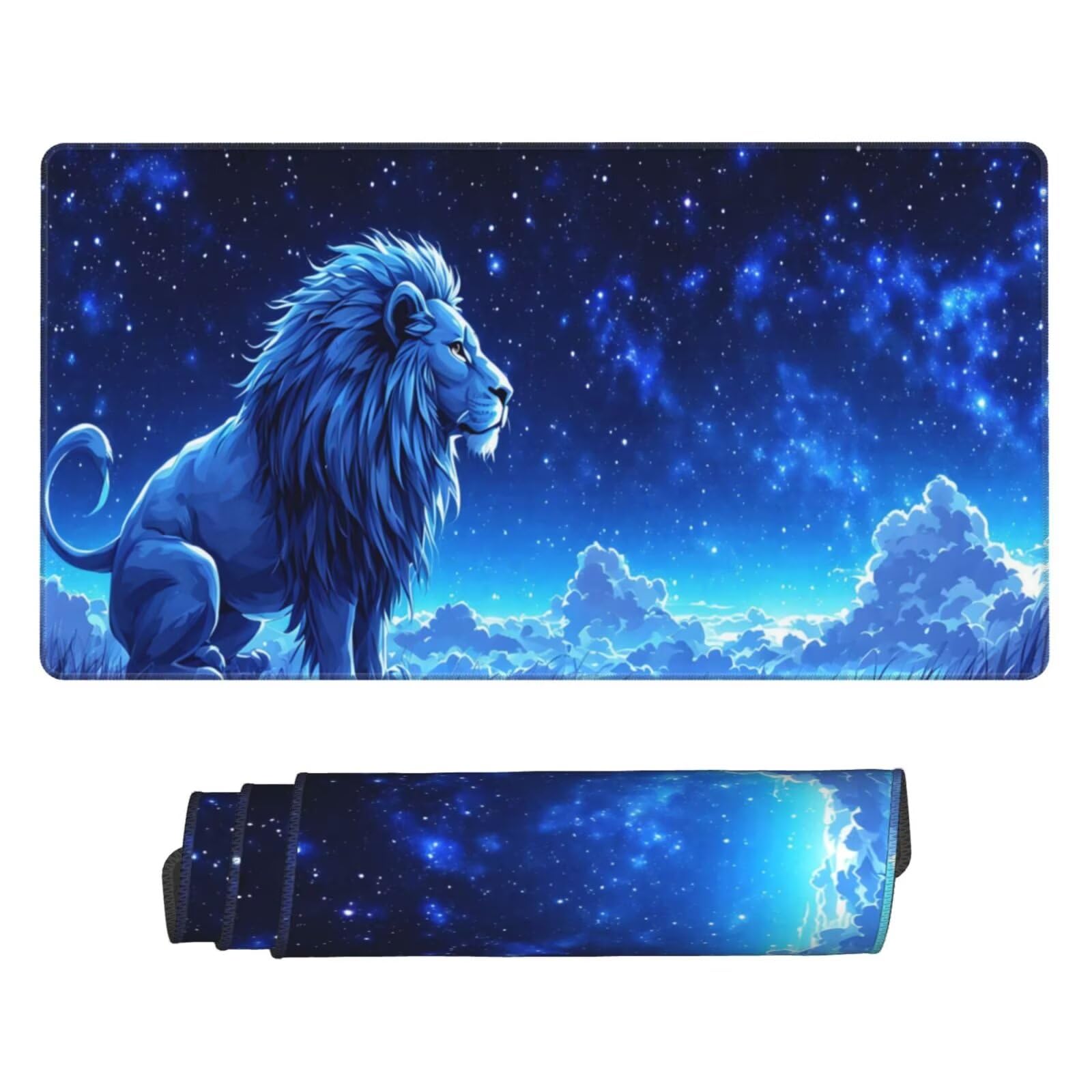 Tappetino Mouse XXL 1200x600 mm Grande Tappetino per Mouse Cielo stellato, Mousepad Gaming Leone Sottomano Scrivania, Migliora la Precisione, Superficie Liscio, Misura Grande, Ufficio Accessori U-910