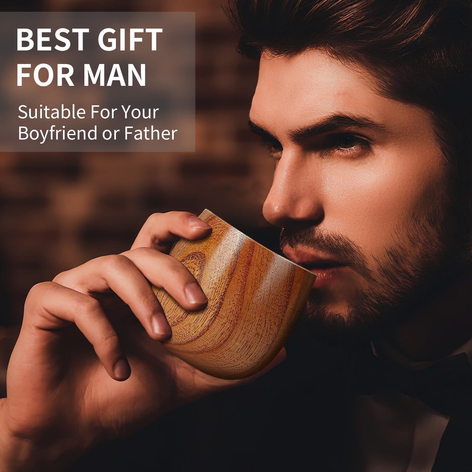 Verres à whisky en bois pour hommes – Verres à bourbon en bois carbonisé, parfaits pour les hommes qui ont tout, cadeau pour papa ou copain pour la Fête des pères, anniversaire, Noël