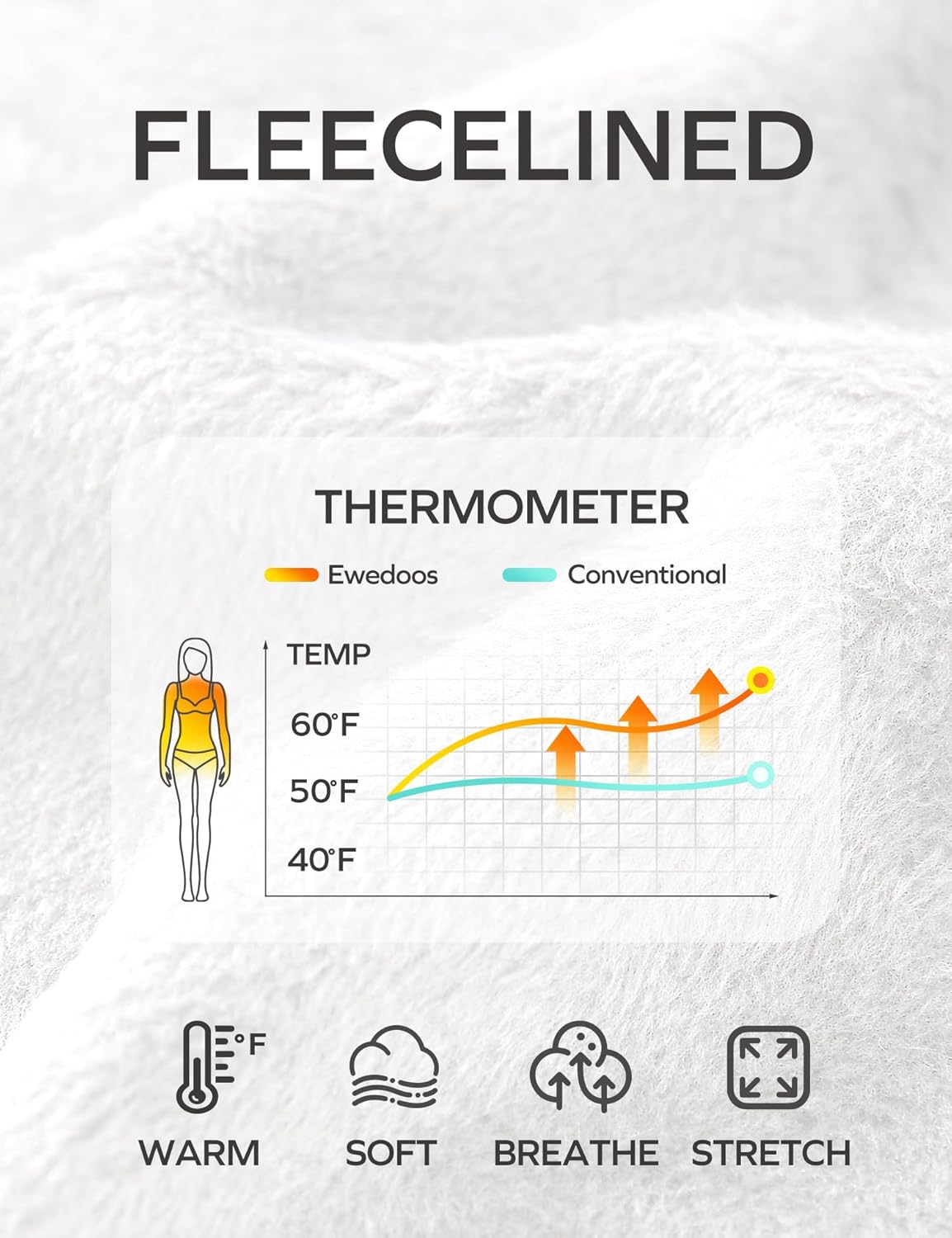 Ewedoos Thermal Shirts for Women Zipper Pocket Fleece Lined Long Sleeve Workout Tops Compression Running Hiking Ski Gear - Image 4