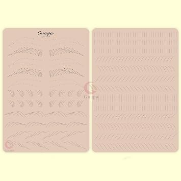 Guapa 1.5mm Microblading Practice Skin with Pre-printed Brows. Double-sided silicone sheets for beginners & professionals. eyebrows-3PCS Pink #22