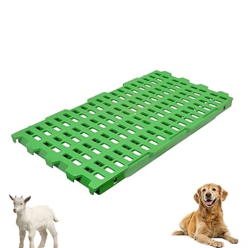 VT-Plastic slatted Pet Flooring, for Dog Kennel/Goat/Sheep/ (12 Square feet) Thickness: 40mm, Size: 1 x 2 Feet Waste Discharge Whole 14mm x 28 mm (Green) Made in India, 6 Piece