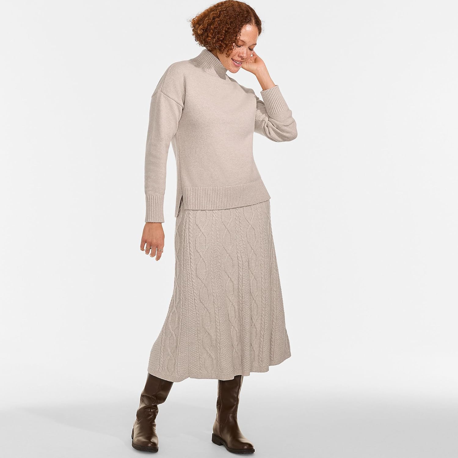 Lands' End Women's Dweller Split Hem Turtleneck Sweater - Image 4