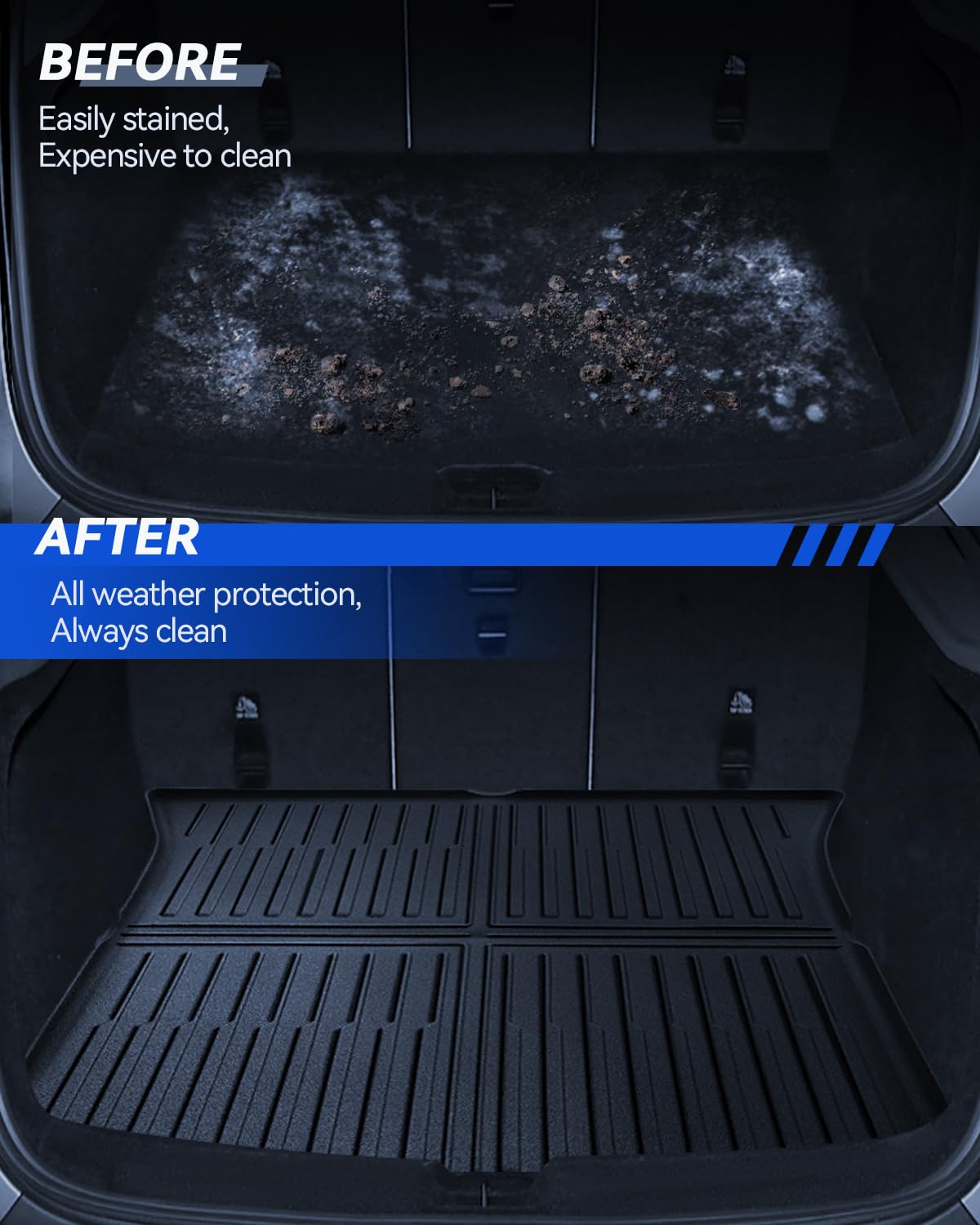 Tapis de Coffre pour Tesla Model Y 2025-2026 Juniper Tapis de Protection arrière en élastomère thermoplastique Toutes Saisons Antidérapant et imperméable Accessoires Tesla Model Y 2025-2026