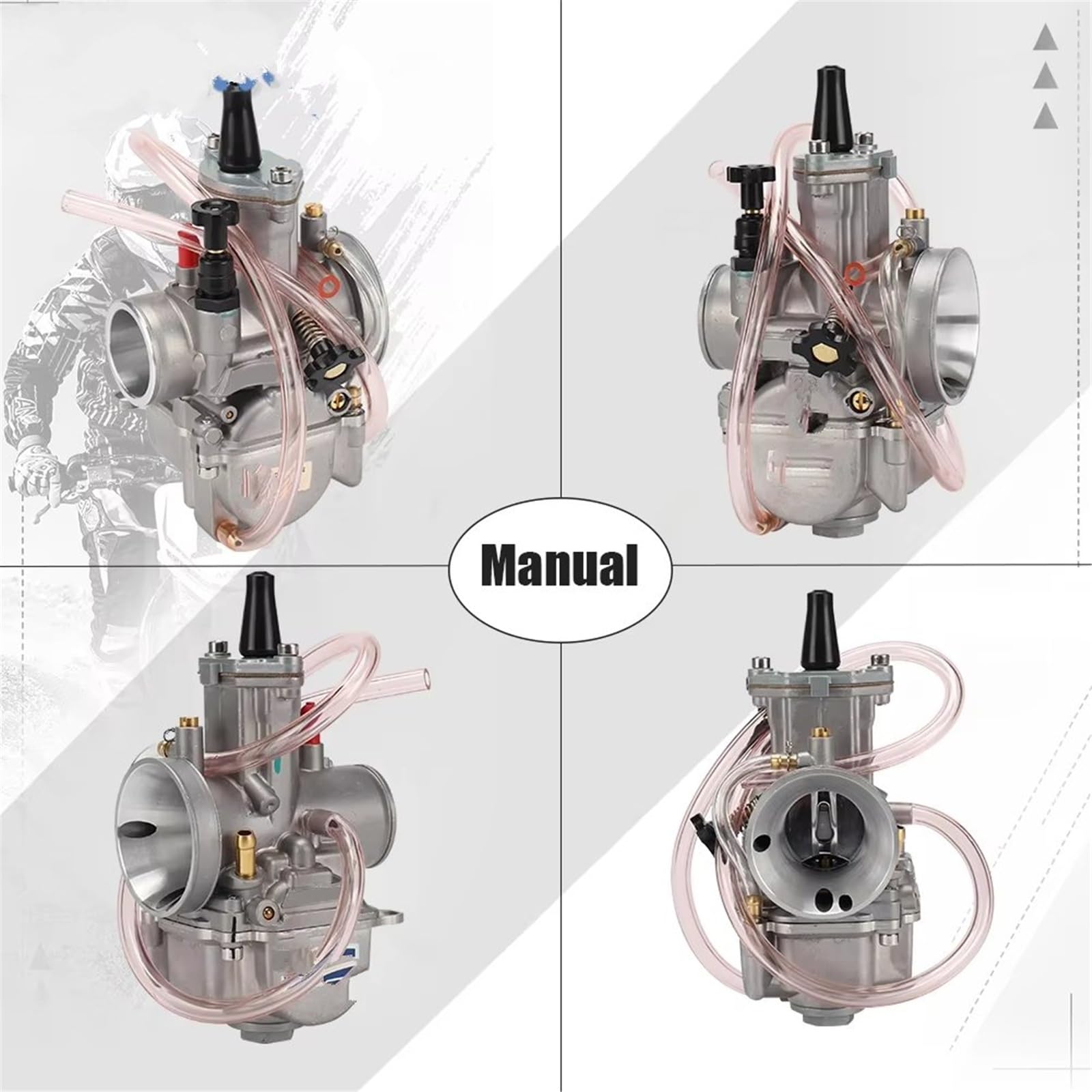 Carburateurs pour Moto Carburateur Universel Motocross pour PWK 24 26 28 30 32 34mm avec Jet Puissant pour 2T 4T pour ATV Quad Go Kart Buggy 75-250cc Carburettor(Manual 28mm)