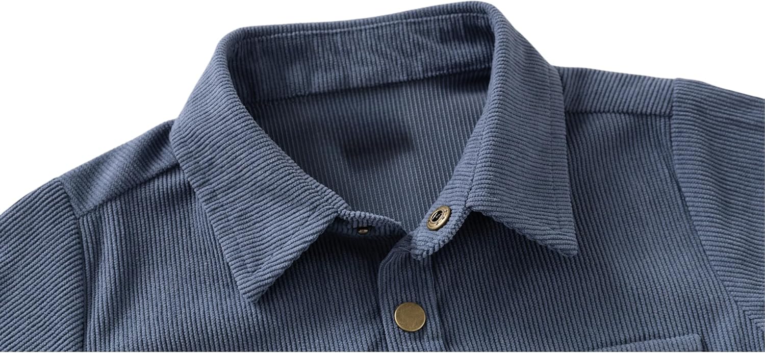 Toddler Boys Corduroy Button Down Shirt - Western Style Long Sleeve Shacket Kids Spring Fall Casual Button Up Top - Image 3