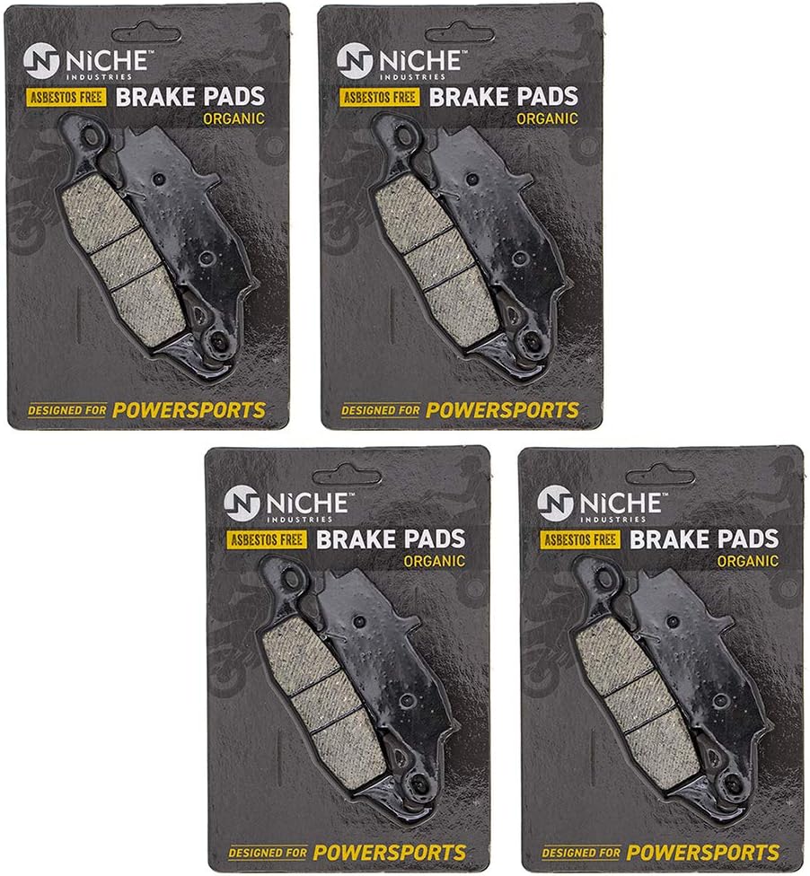 NICHE Brake Pad Set for Kawasaki Vulcan 800 900 Suzuki 43082-1264 59102-33880 Front/Rear Organic 4 Pack