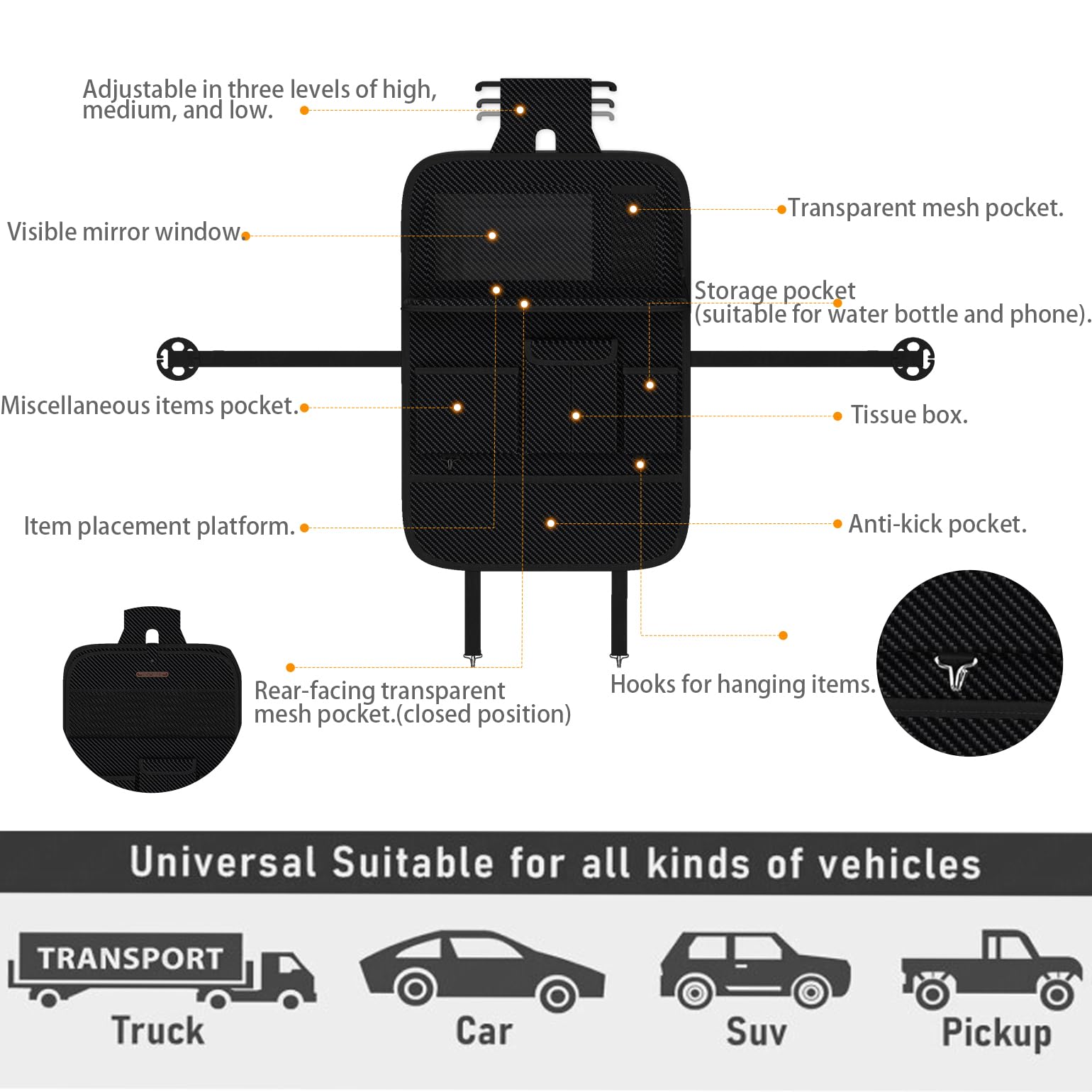 Car Seat Organizers Multi-functional Back Seat Protectors Storage Pouches and Tray Holders for Cars Kids Seat Back and — view 8