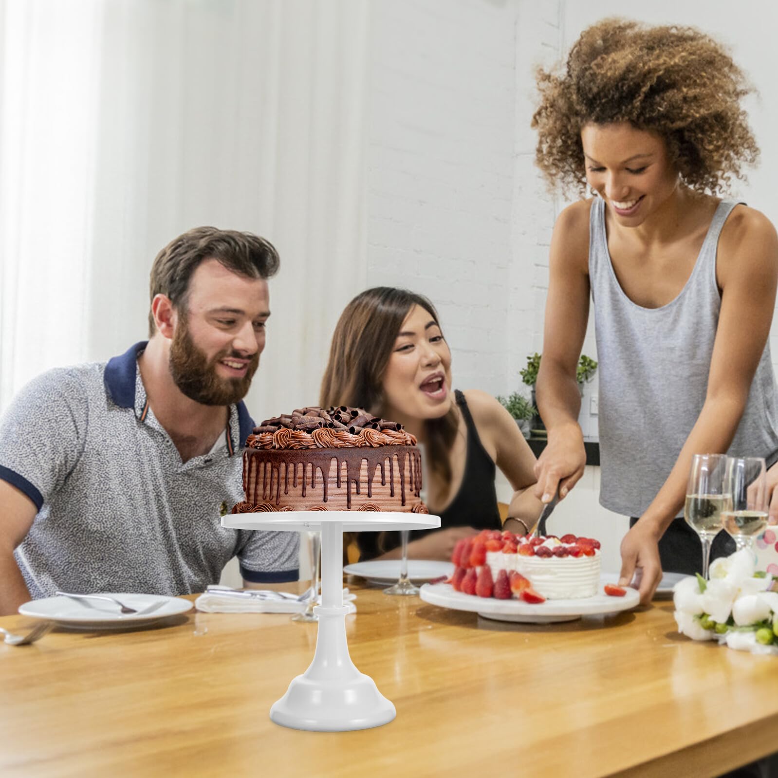 Runder Kuchenständer aus Eisen für Hochzeiten und Weihnachten Weiß | Große Kapazität, Elegantes Design, Dekorativer Servierteller, Stilvoller Akzent für Festtafel