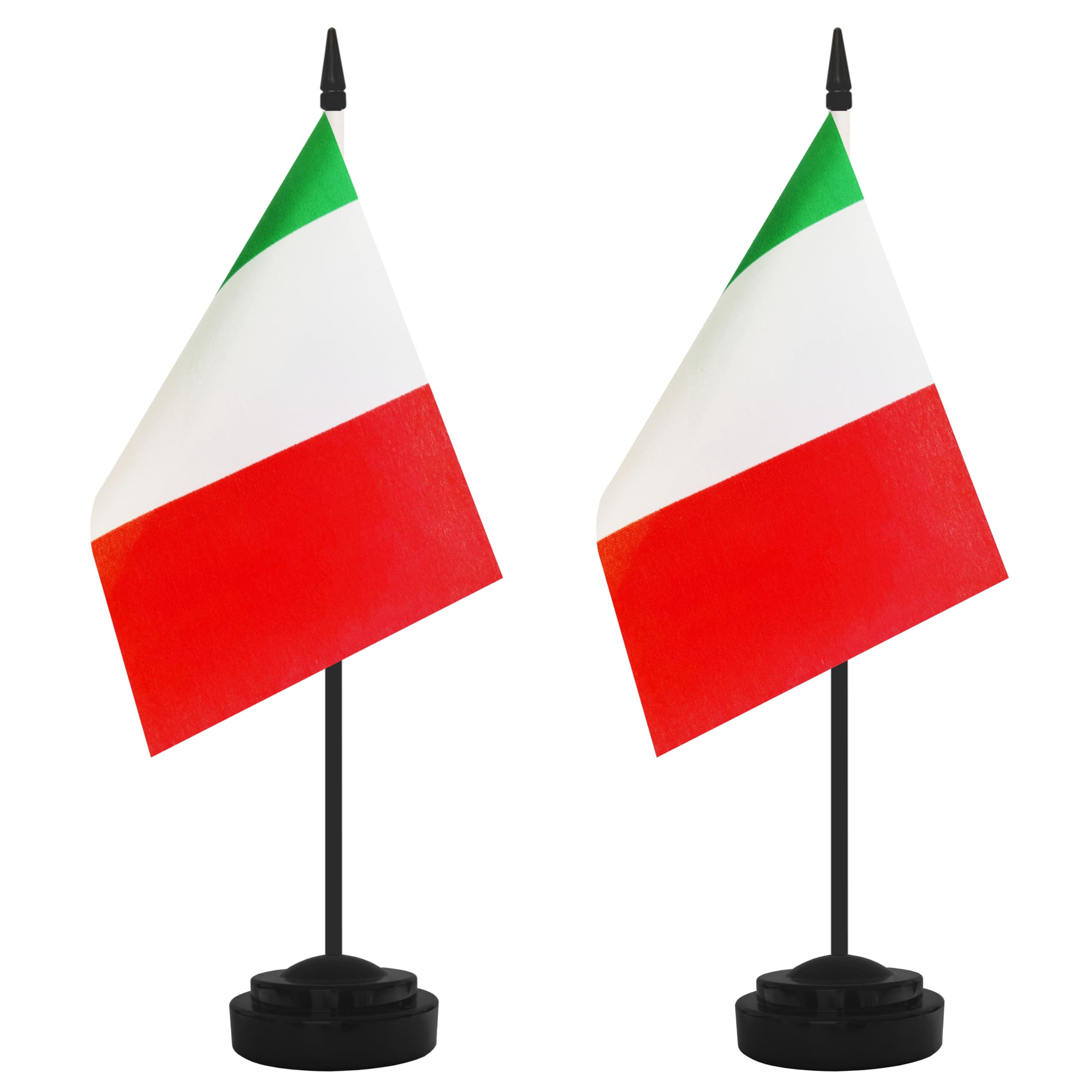 Photo 1 of 2 Pack Italy Desk Flag Set, Italian Desktop Small Miniature Table Office Flag with 12" Black Pole and Black Base, Offices, Classroom, Home, Festival Decoration (Italy)