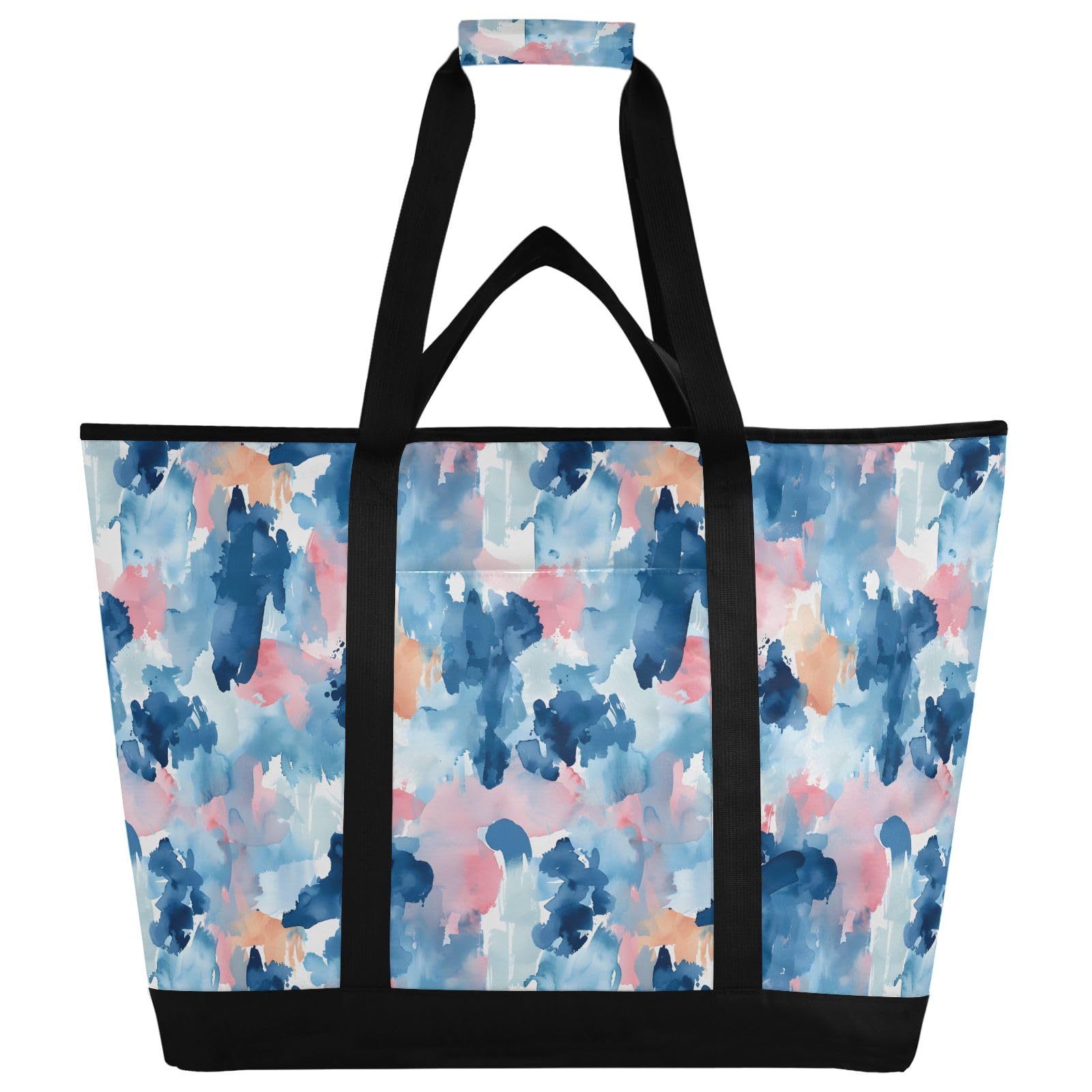 Borsa termica isolata con motivo acquerello scarabocchiare, borse per la spesa riutilizzabili con cerniera grande borsa termica portatile per viaggi o campeggio
