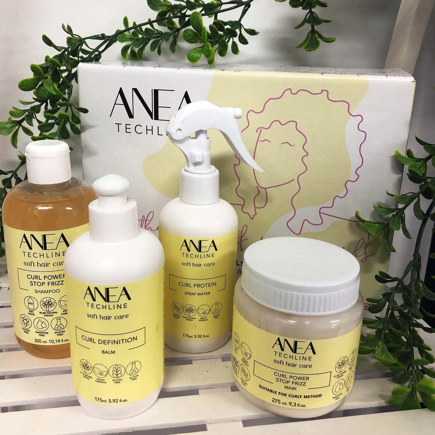 Kit Método Curly Natural Anea Techline 4 pasos Rizos Perfectos
