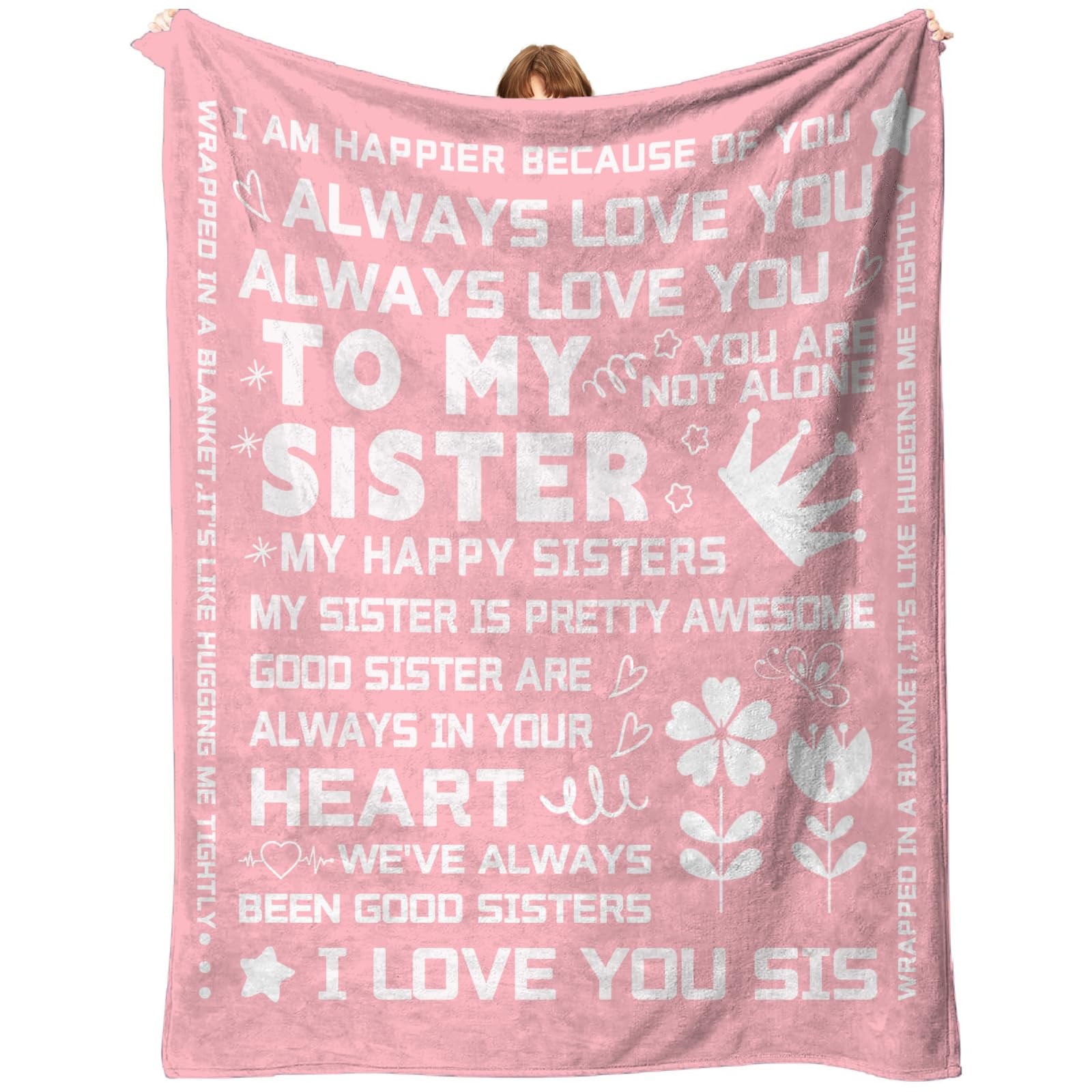 Sister Birthday Gifts Blanket - Thick and Warm, Fluffy Flannel & Soft Blankets for Bed and Couch Throw Size 50x60 Inch for Friends