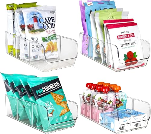 Organizador de despensa de paquetes de alimentos organizador de aperitivos de despensa de cocina de 3 secciones con separadores extraíbles disponible en Yaxa Colombia