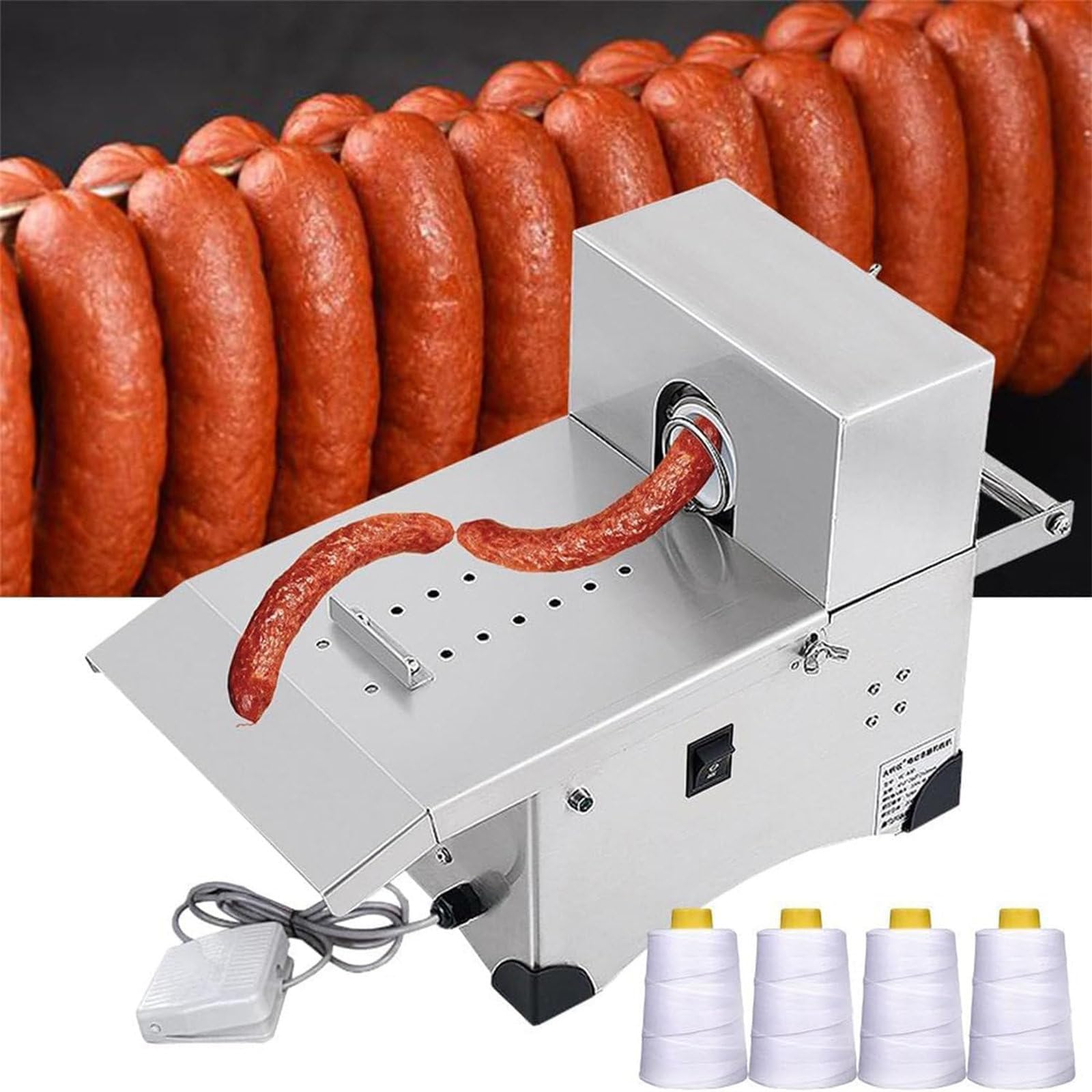 KJZQXYX Commercial Sausage Linker Machine, 200W Automatic Sausage Linker Machine,Stainless Steel Sausage Tying & Knotting Machine,for Restaurants