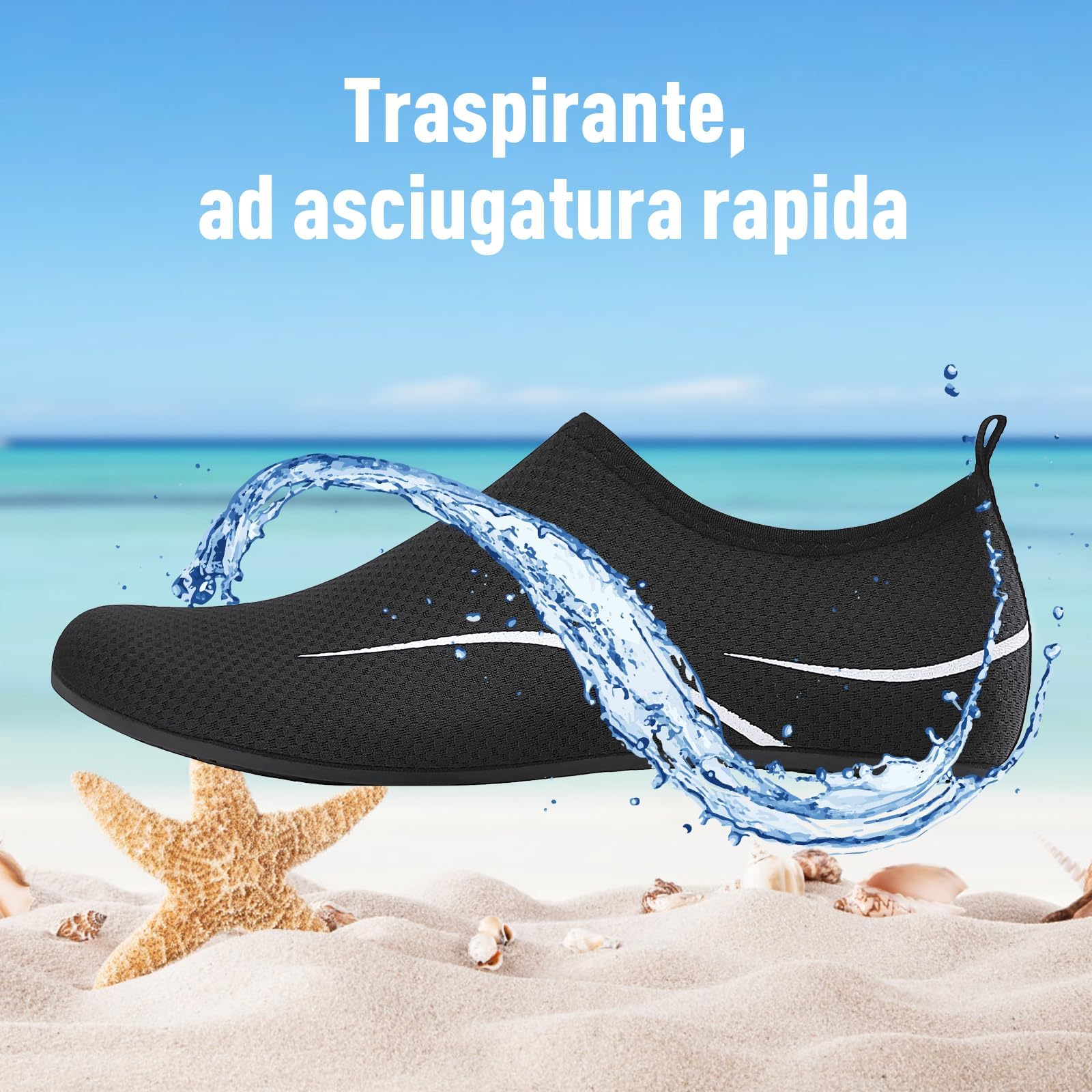 Donna Uomo Scarpe da Scoglio Scarpe da Immersione Antiscivolo Water Shoes Scarpe da Acqua per Spiaggia Surf Bagno Snorkel Yoga Sport Acquatici Gr.34-47 EU