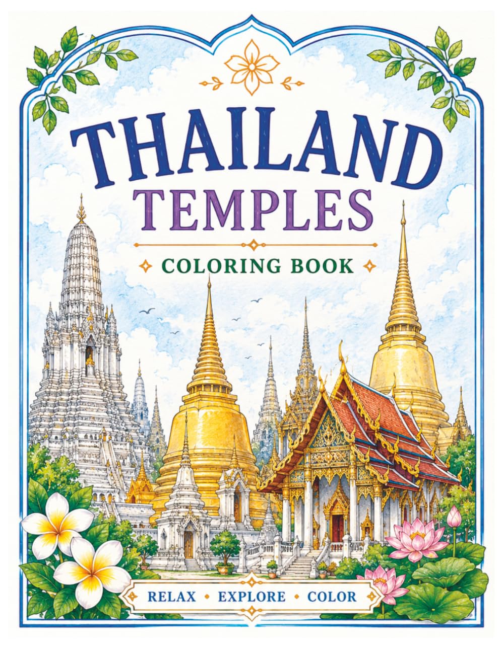 Thailand Temple Coloring Book: Color, Explore, and Discover the Beauty of Thailand