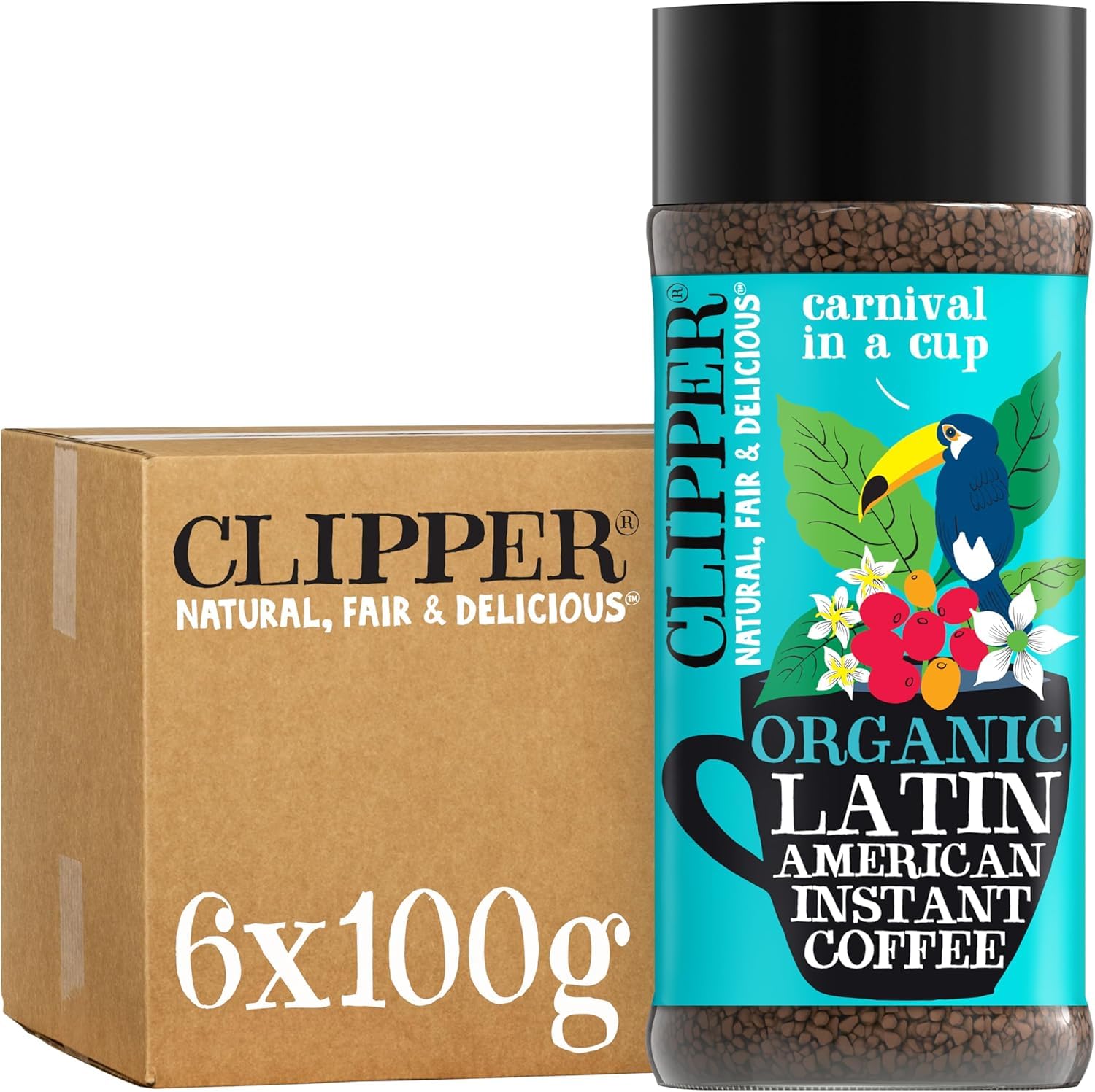 Clipper Latin American Organic Instant Coffee | 6 x 100g Jars | Bulk Buy for Home & Catering | Arabica Gourmet Coffee | Sustainable Fairtrade Coffee by Clipper Teas | Ethically Sourced & Eco ConsciousSoil AssociationFairtrade InternationalSoil AssociationFairtrade InternationalFairtrade InternationalSoil AssociationFairtrade International