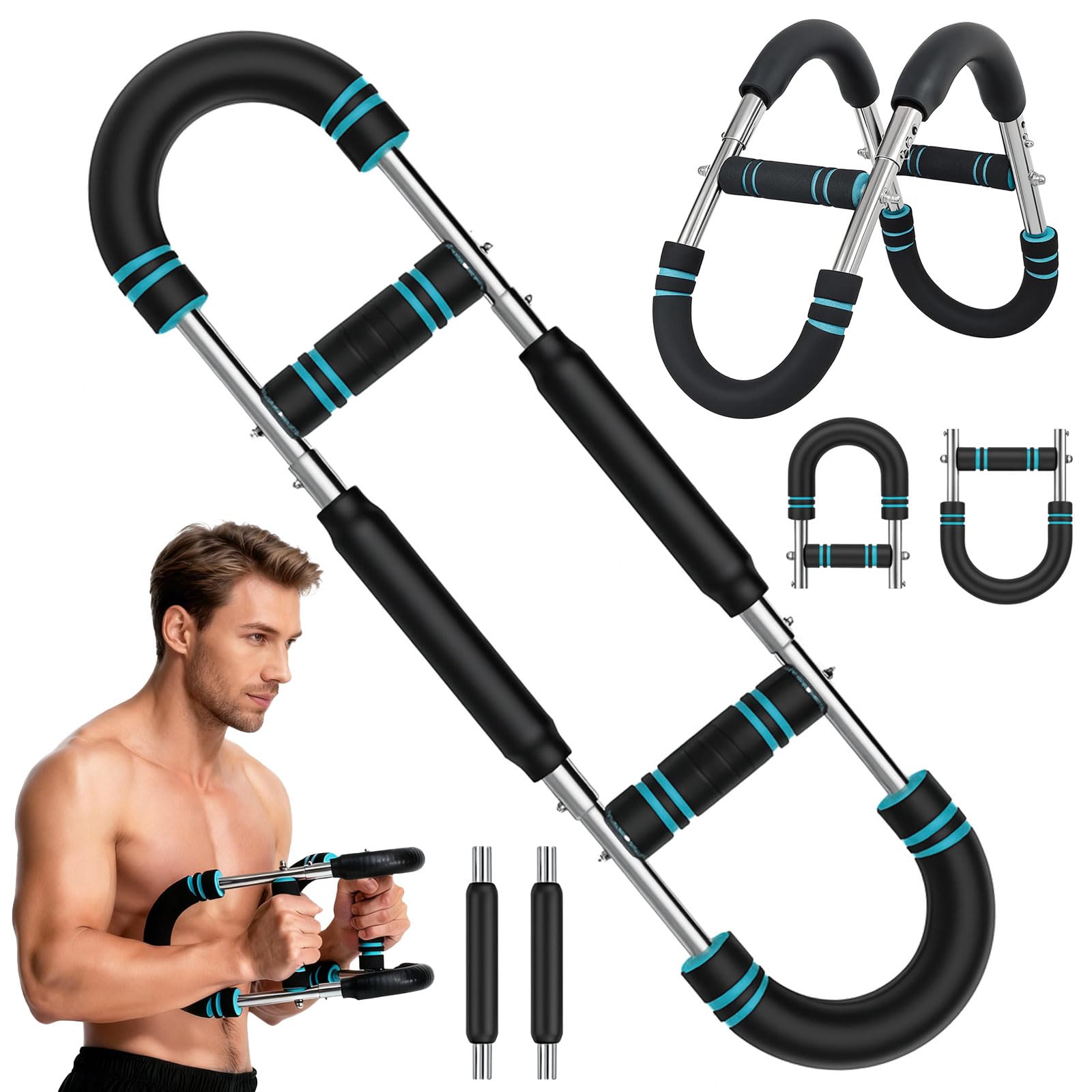 Twister Armtrainer, Appareil d'Entraînement Poitrine Réglable 30-50kg | Barre de Torsion Puissance Portable Design Amovible | pour Musculation Bras, Épaules et Torse | Poignée Antidérapante