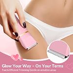 5-in-1 Bikini Trimmer for Women, Electric Razor & Full Body Hair Remover, IPX7 Waterproof Wet & Dry Shaver, Rechargeable, Painless Cordless Groomer for Face, Legs & Underarms (Pink)