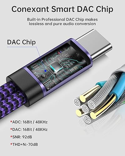 Miniatura 3 de USB C a Aux Audio con divisor de carga para Samsung Galaxy S23 UltraS22S21 FES20Note 20Z Fold 5, adaptador USB C 2 en 1 a conector de auriculares de