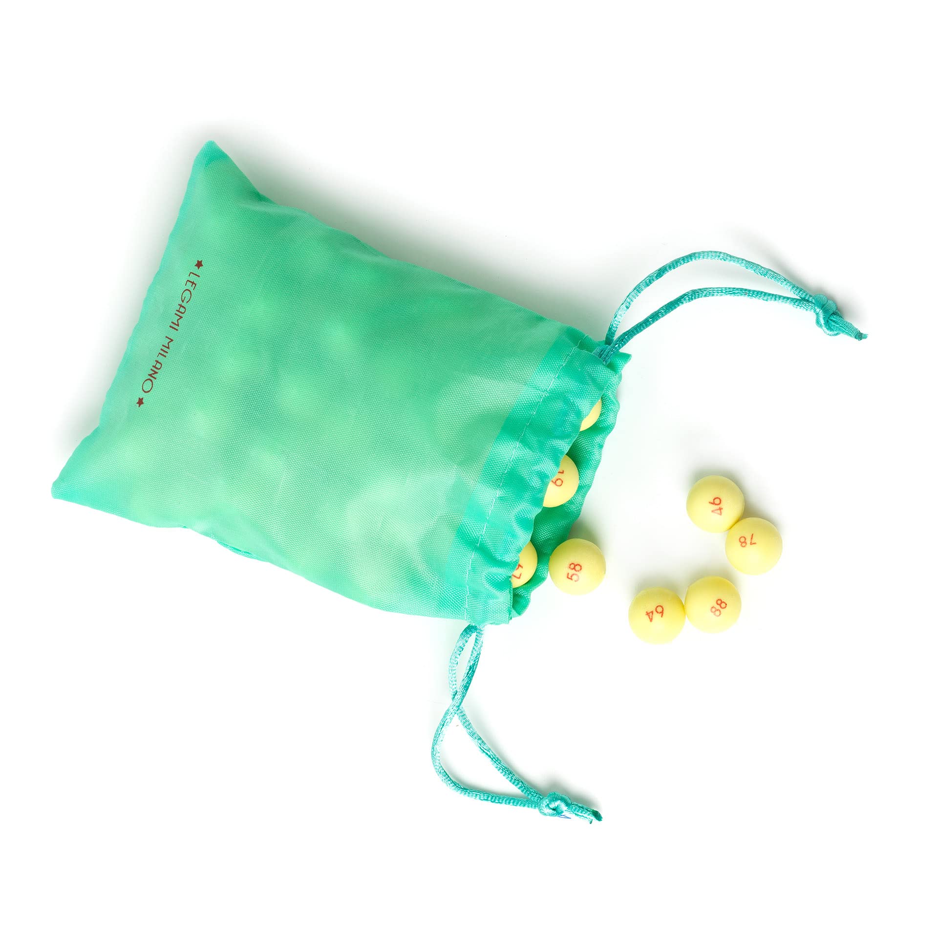 Legami - Tombole Automatique, Comprend Une Boule en métal pivotante, 90 balles numérotées, Le Tableau, 60 dossiers réutilisables, 300 pions marquants et 2 enveloppes en Tissu