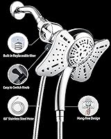 Vista 6 de GRICH 2.5GPM Shower Head with Handheld Spray Combo: 2 in 1 Rainfall Shower Heads high pressure & Handheld Shower Head, 9 Spray Modes/Settings