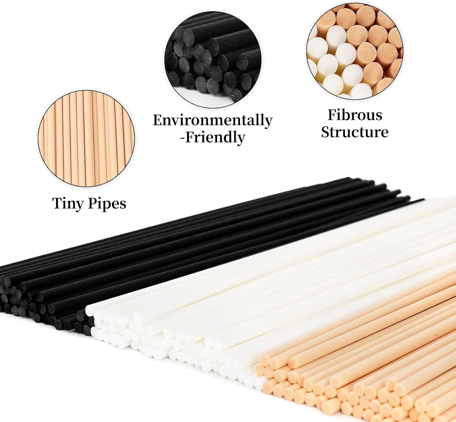 100 PCS Reed Diffuser Sticks, 11 Inch Fibre Diffuser Replacement Stick for Essential Oil Diffuser Refill, 4 mm Thick Aroma Diffuser Sticks for Home Office Bathroom Bedroom, Black & Primary