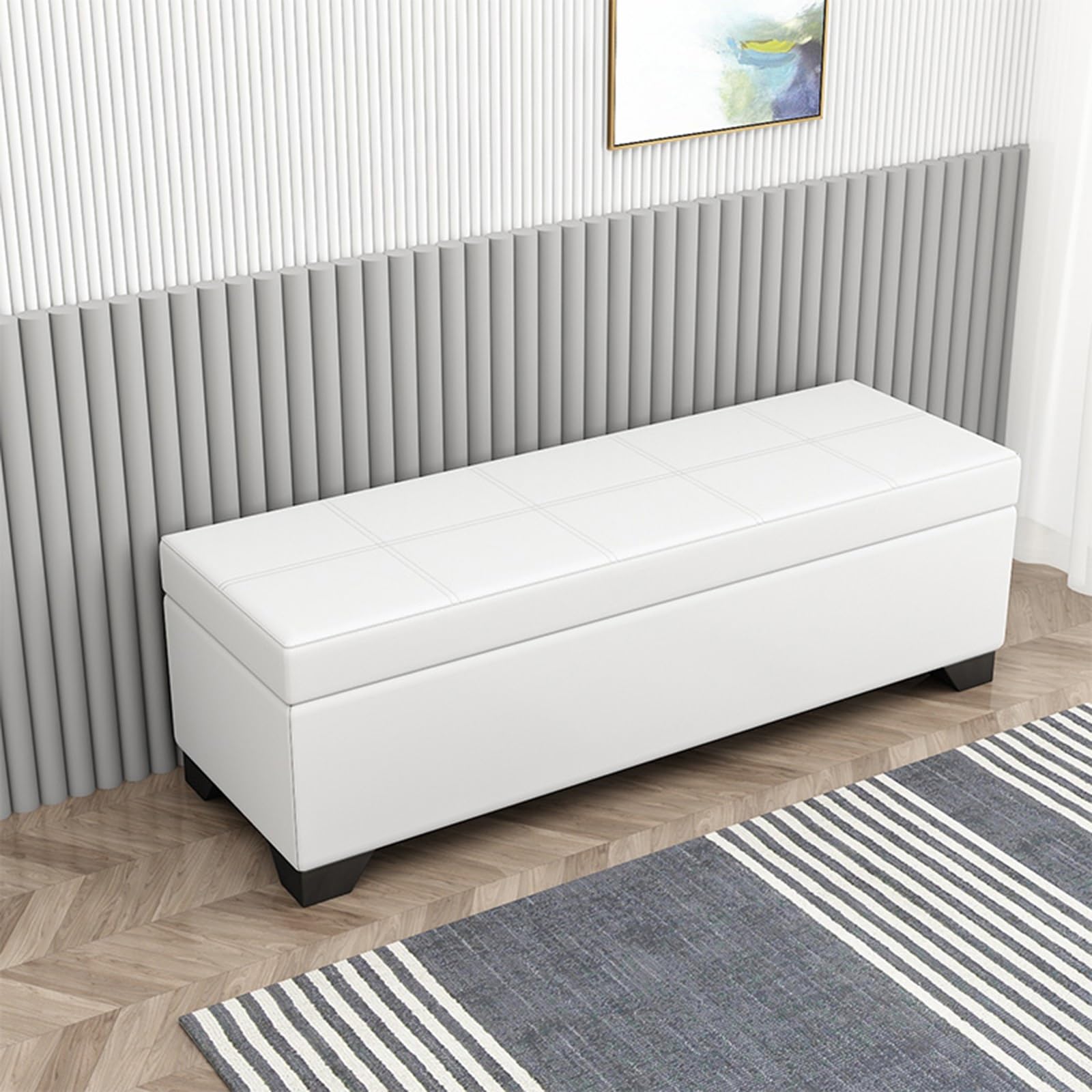 GHFXSCV Premium Multi-Functional Shoe Bench with Adjustable Lid, Upholstered Entryway Storage, Stable Footrest, Stylish Furniture Decor, 90x40x40 cm (35.4x15.7x15.7 IN)
