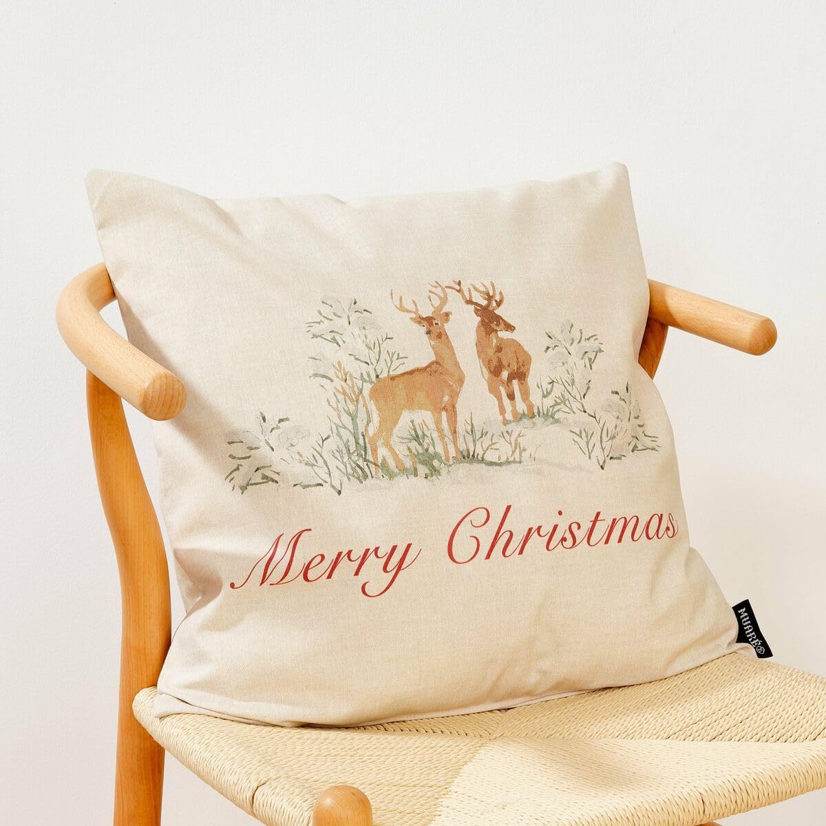 Housse de coussin Christmas Deer Muaré de qualité supérieure en 50x50cm