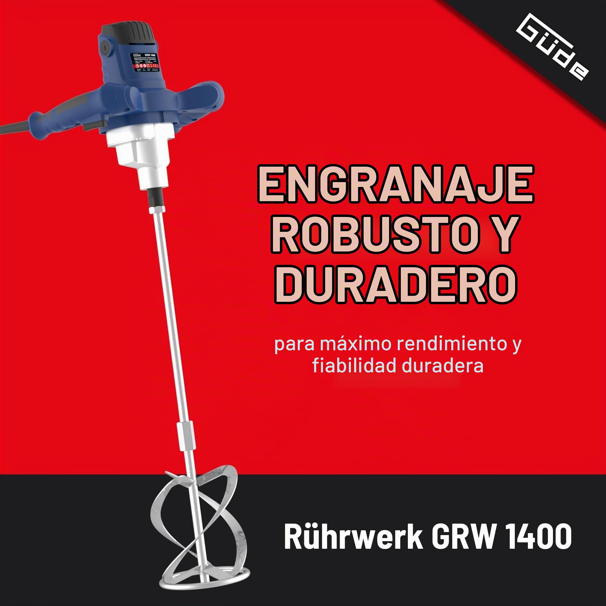 Agitador Güde GRW 1400 Mörtelrührer Farbrührer Handrührer 1400 vatios