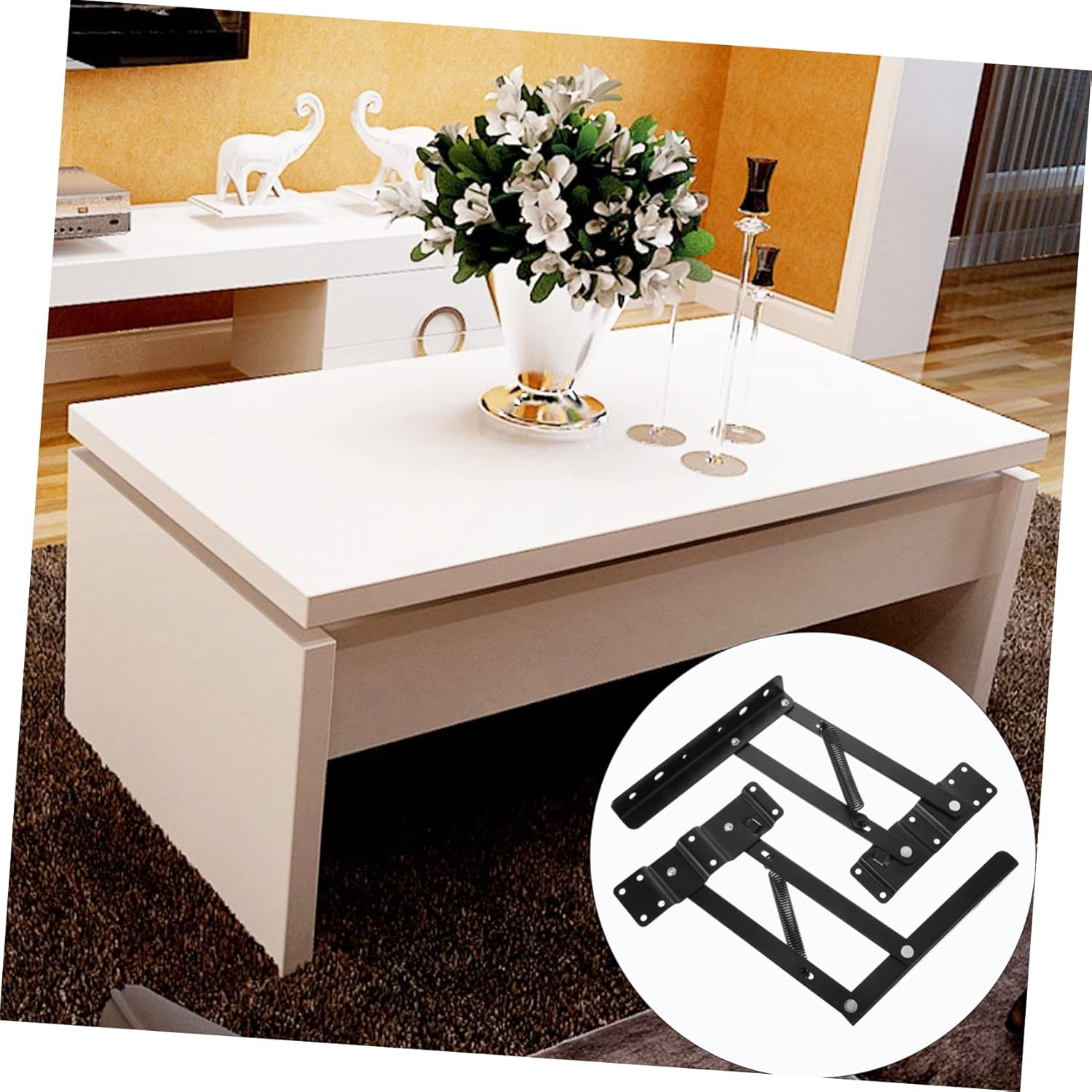 1pair Coffee Table Lifting Frame Hydraulic Spring Hinge for Height Construction for Living Room Furniture and Space-Saving