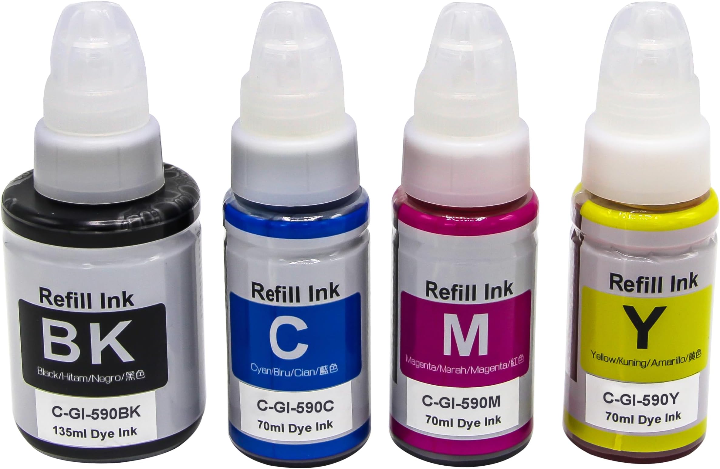 Go Inks Compatible GI-590 Ink Bottle Set - 4 Pack of Replacements 135ml/70ml for use with Canon PIXMA G1510 G2510 G3510 G4510 G3500 G2500 G1500 G4500 G1501 G2501 G3501 G4511