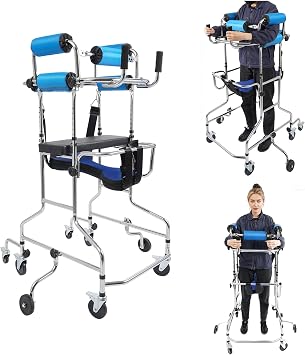 Adult Standing Walker for Seniors, Portable Medical Standing Aid, Hemiplegia Standing & Lower Limb Training, Anti-Tilt Mobility Walking Aid with 8 Wheels for Elderly & Post-Surgery People