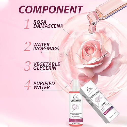 Miniatura 3 de Blusheva Beauty Rose Water - Spray facial hidratante 100% puro y natural (8.45 fl oz 8.5 fl oz), refrescante spray de agua de rosas para calmar,