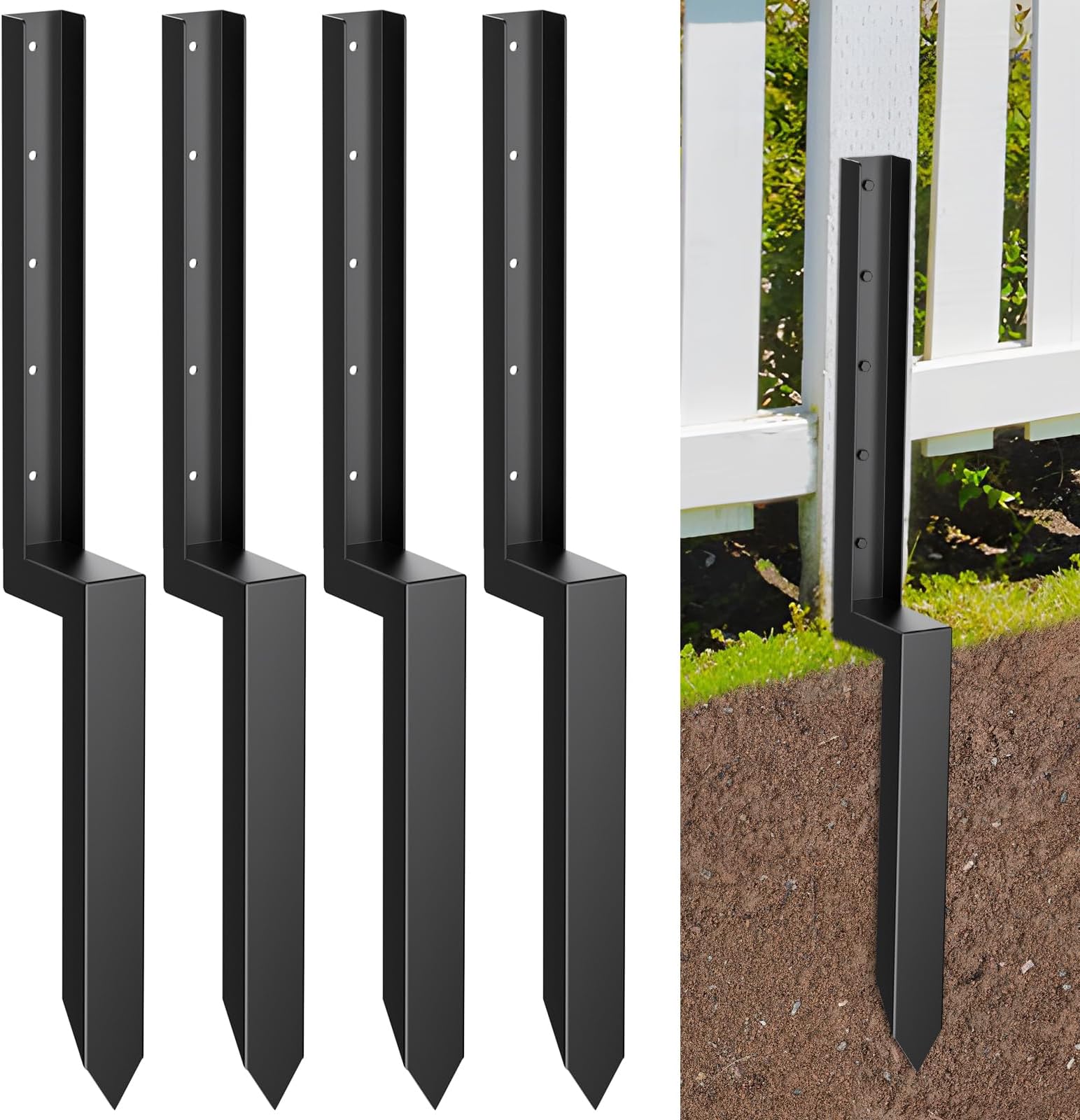 Amazon.com : WOCEPU 4pack Heavy duty angle steel fence Post repair kit ...