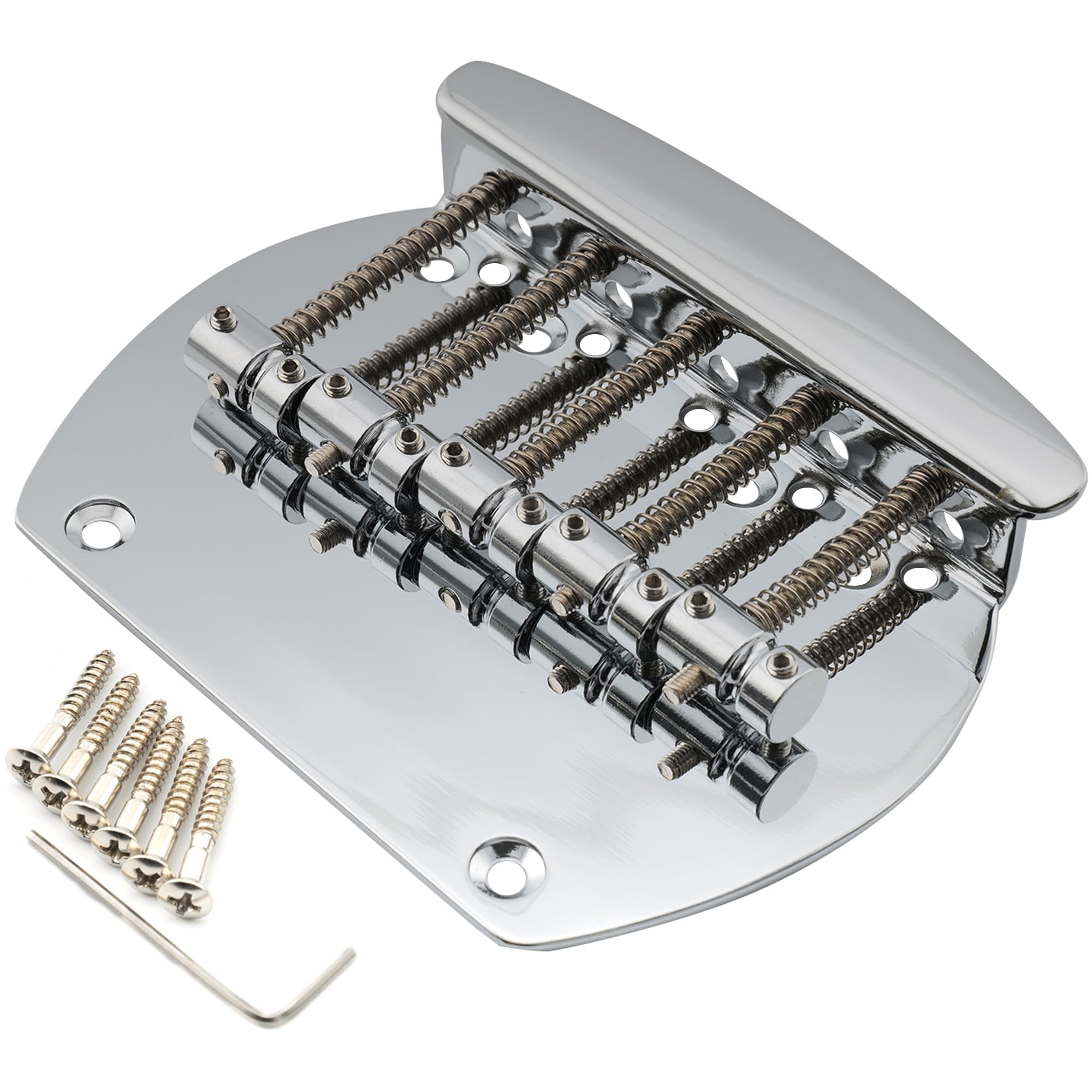 Musiclily Pro 16mm Stahl 5-Saiter Bass Steg Bridge für Musicman Style Bass, Chrom
