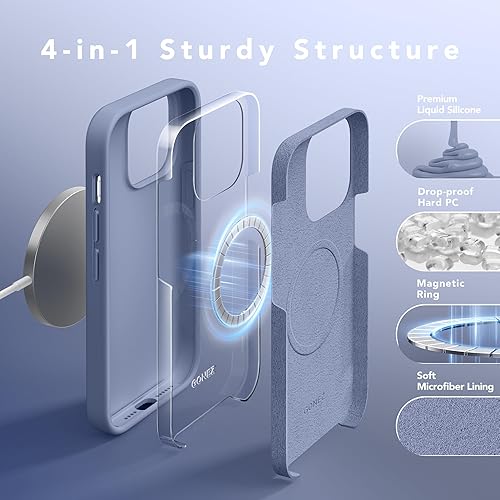 Miniatura 8 de Funda de silicona para iPhone 14 Pro Max, compatible con MagSafe, con 2 protectores de pantalla + 2 protectores de lente de cámara, silicona líquida