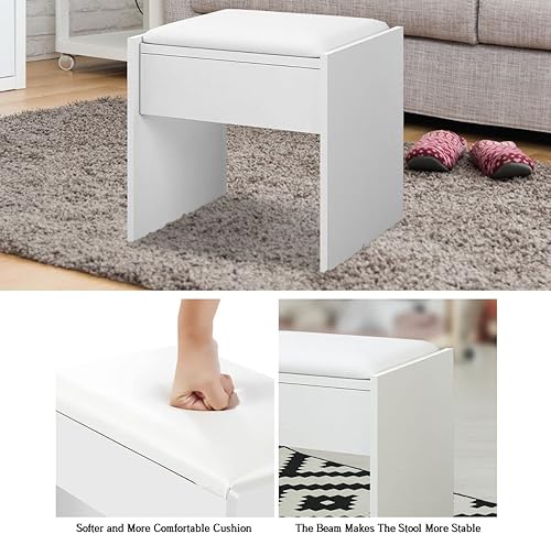 Miniatura 6 de Makeup Table Set Vanity Dressing Table & Stool with Lights Mirror and Drawers White