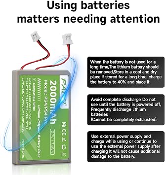 PS4 Battery 2000mAh Replacement for Sony PS4/PS4 Pro/PS4 Slim PS4 Dualshock 4 Controller CUH-ZCT1E CUH-ZCT1H CUH-ZCT1U CUH-ZCT2 CUH-ZCT2U (2 Pcs)