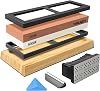 Whetstone Set 1000/6000 Grit Sharpening Stone Japanese Knife Sharpener Stone with Non-Slip Bamboo Base Angle Guide and Double-Sided Correction Stone Whetstone