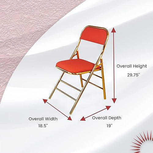 Miniatura 8 de QQXX Silla plegable con asiento acolchado de piel sintética silla plegable de metal portátil con respaldo silla de oficina básica silla de
