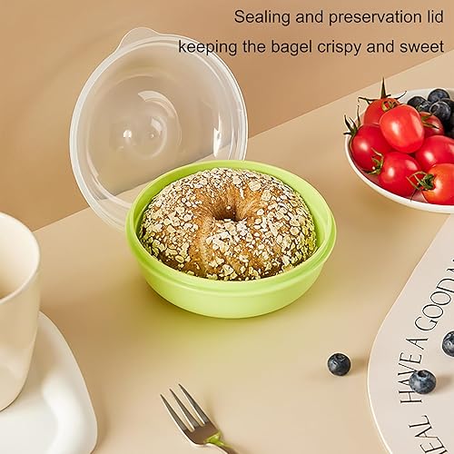 Miniatura 3 de Paquete de 4 recipientes para donas frescas, protector hermético para almacenamiento de bagel, soporte portátil para pan para organización de cocina