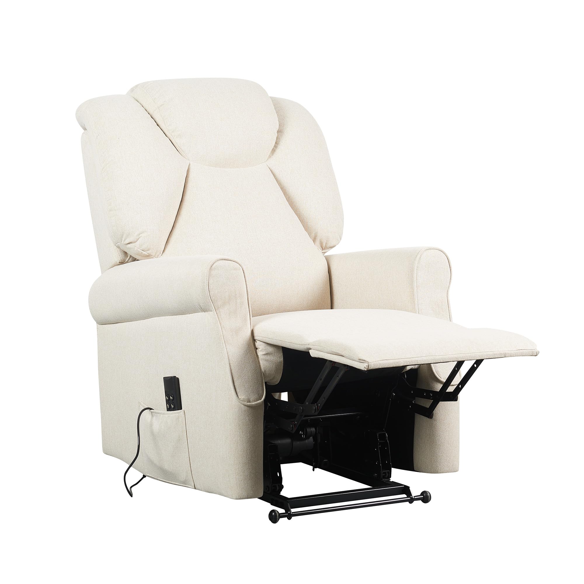 POLTRONE ITALIA Poltrona Relax Alzapersona Zero Gravity 2 motori reclinazione indipendente schienale pediera Carrello retrattile per spostamento utente antimacchia anziani soffice Beige