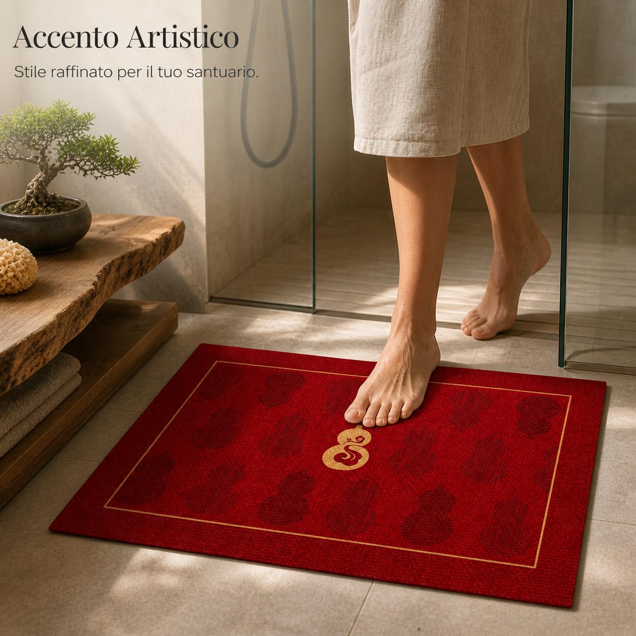Tappeto da Bagno Antiscivolo, Zucca propizia, 80x120cm | Gommatura posteriore, Tappeto rettangolare, Per ambiente umido, Per vuole igiene