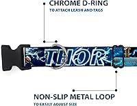 Vista 5 de Collar de perro Clip de plástico Avengers Thor Hammer Action Pose Galaxy Blues Blanco 15 a 26 pulgadas 1.0 pulgadas de ancho