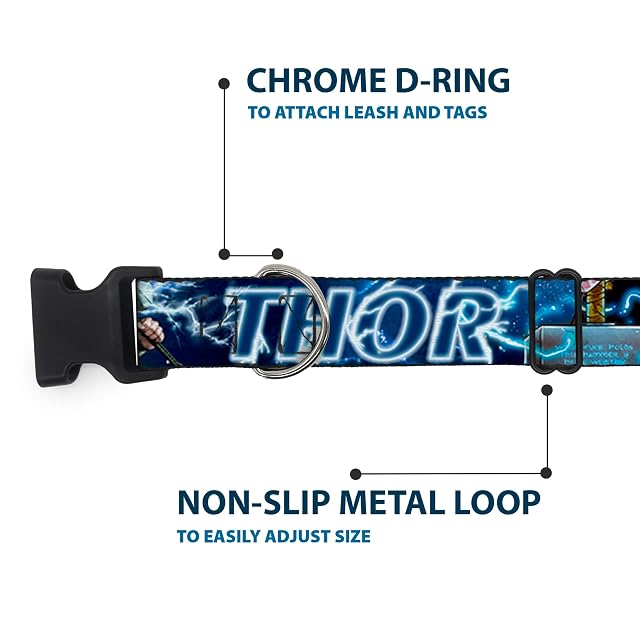 Foto 4 de 7 de Buckle Down Hebilla de plástico con clip - Avengers Thor Hammer/Action Pose Galaxy Blues/Blanco