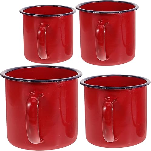 Luxshiny 4 tazas esmaltadas vintage para camping, surtidas para oficina en casa y uso al aire libre y fácil de limpiar