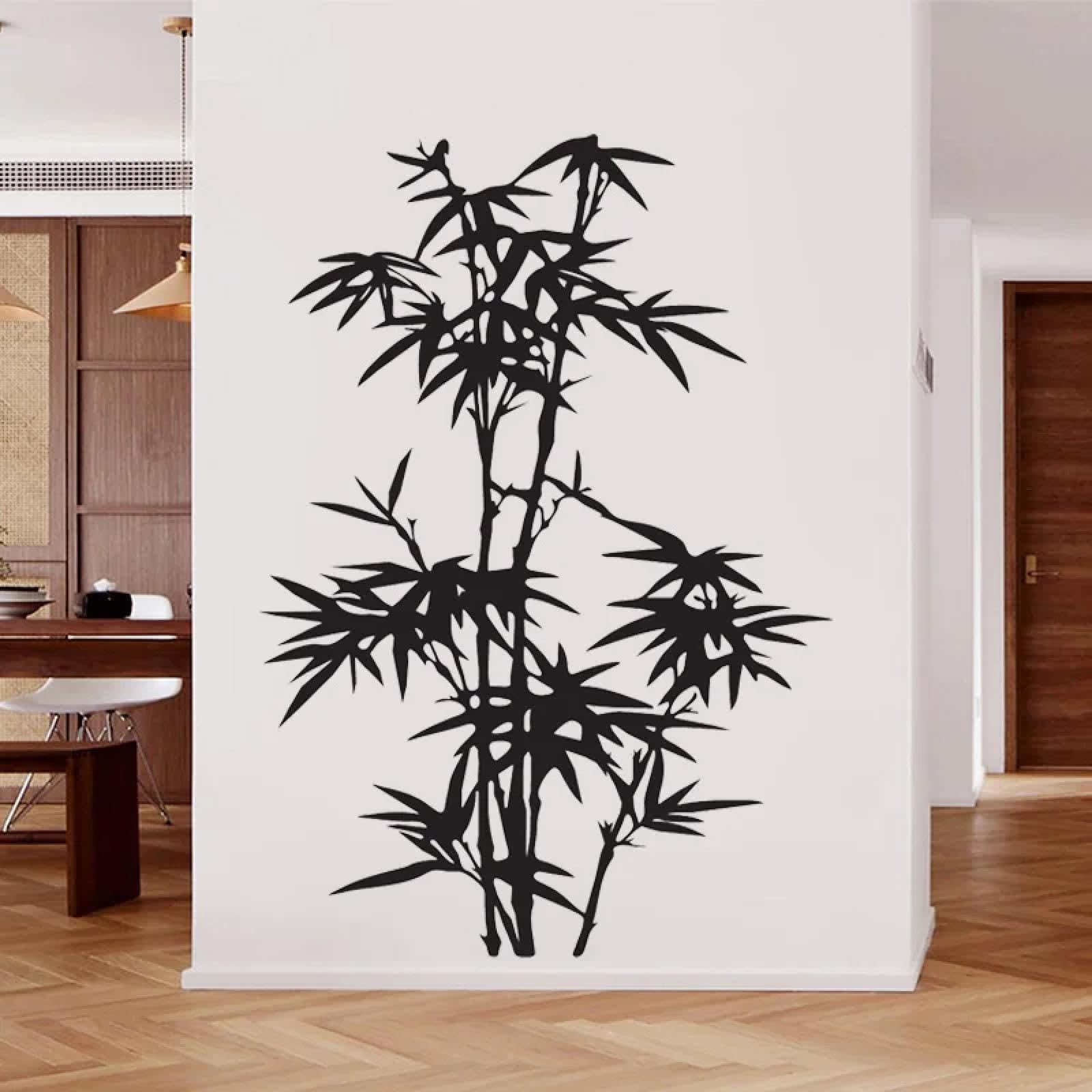 Black/Bamboo Wall Sticker Vinyl Art Living Room Bedroom Office Nursery Plant Sticker Mural Wallpaper